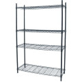 Metal display rack, chrome wire shelving